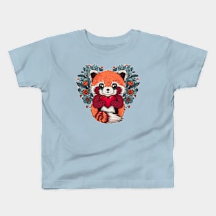 Cute Red Panda for Valentines Day Kids T-Shirt